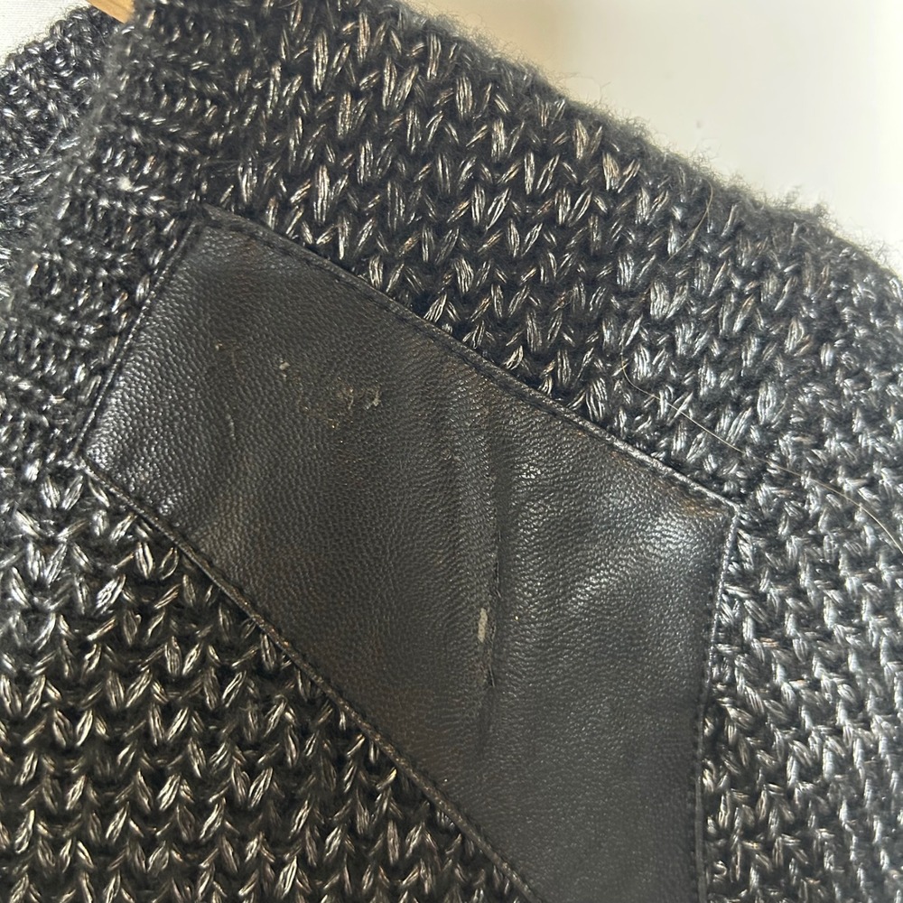 Harley Davidson Sweater Size XS Black Knit Pullover with Leather Moto - Picture 4 of 6